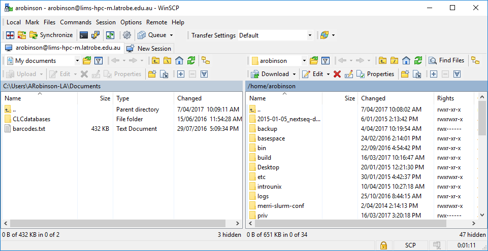 Transferring with WinSCP